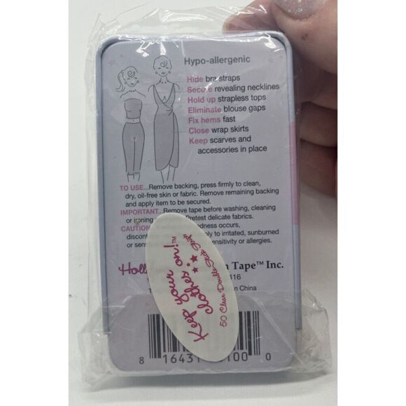 HOLLYWOOD FASHION SECRET Fashion Tape Tin 50 pre-cut clear double stick strips - Picture 3 of 3